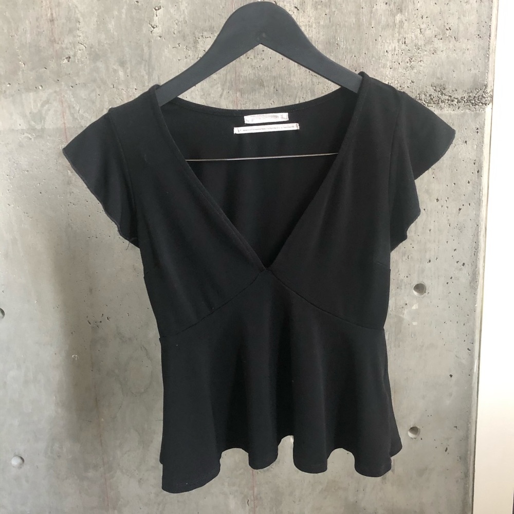 Urban Outfitters Black Flutter Sleeve Blouse